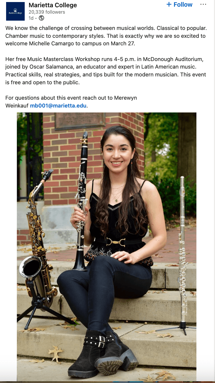 Marietta College Masterclass y Recital